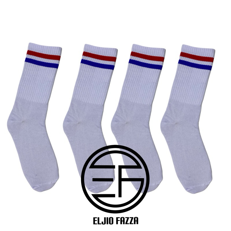 kaos Kaki Oldschool Putih List Merah Biru /kaos kaki sport premium