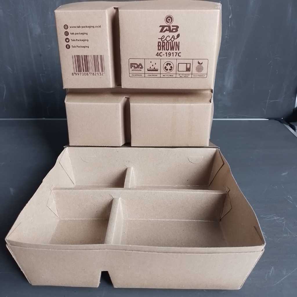 

Dus Snack Box Tab Eco Sekat | 4C | 5C | ( Pcs ) [ Original ]