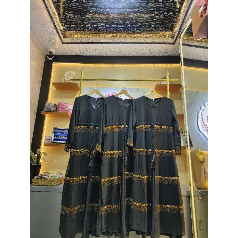 Abaya black swarow gold canda
