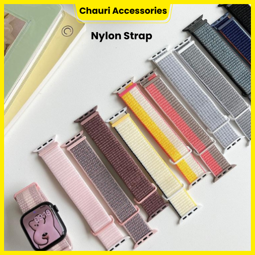 Chauri Tali Nilon untuk iwatch Series 1 2 3 4 5 6 7 8 9 S10 ultra ultra2 IWO Tali jamtangan Strap sm