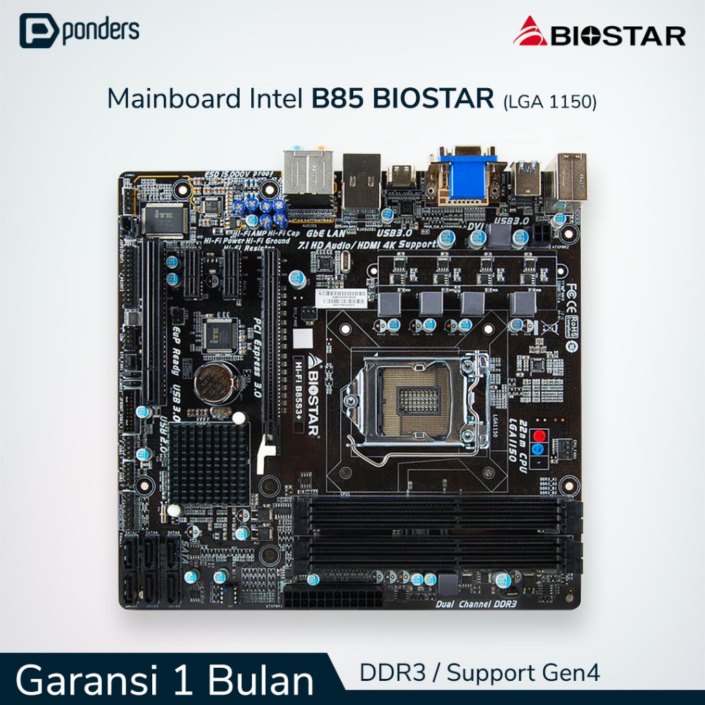 Mainboard Intel Biostar B85 LGA 1150 DDR3 Support Gen4