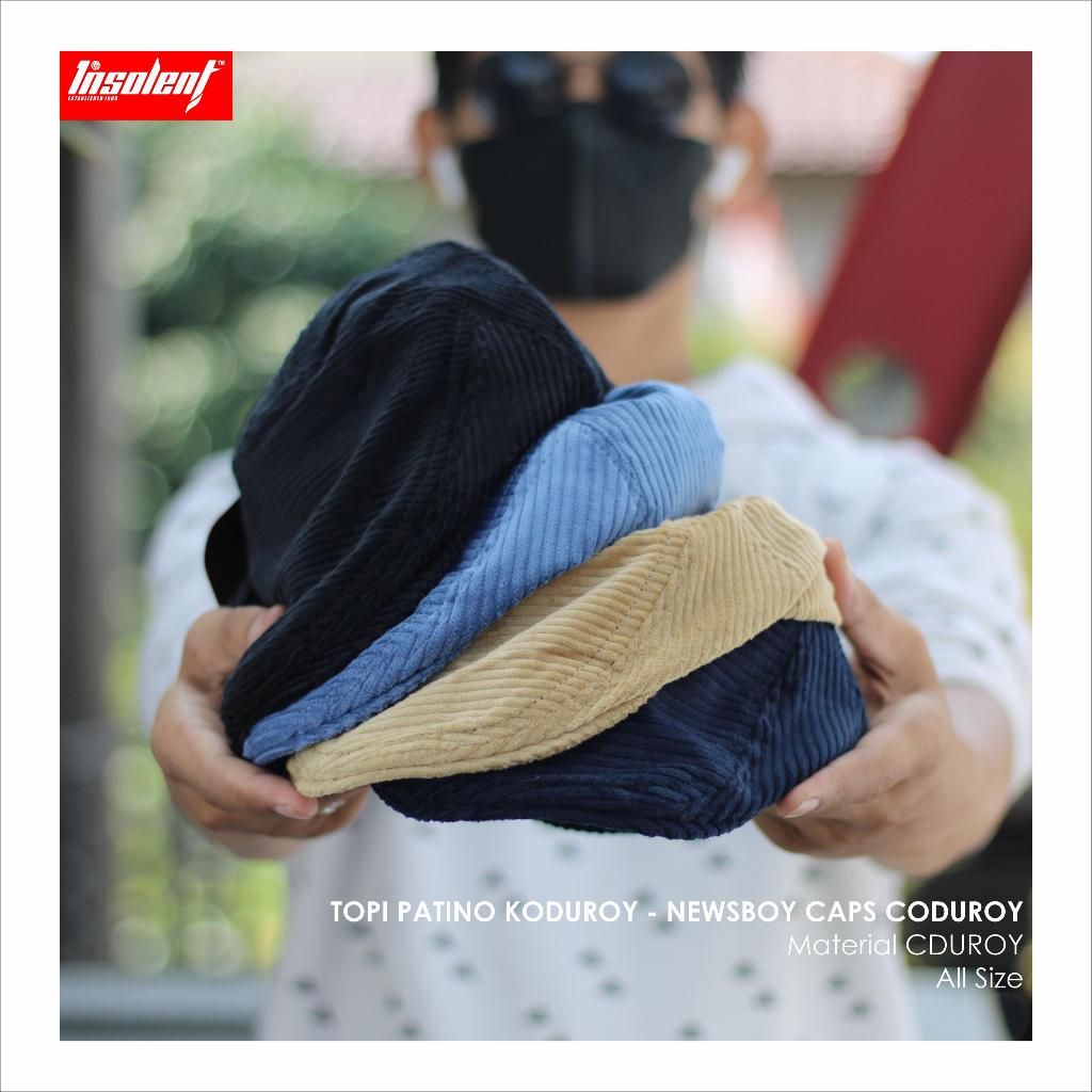 Insolent - Topi Patino Newsboy Hat Corduroy Flat Caps Pria Wanita Dewasa All Size