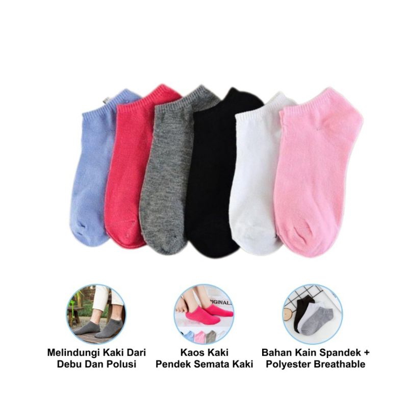 i2 - KOS KAKI POLOS PENDEK SEMATA KAKI / KAOS KAKI WANITA / KAOS KAKI OLAHRAGA