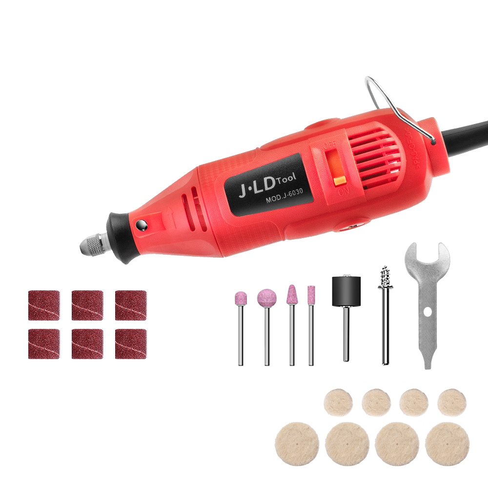 IOP JLD Electric Mini Die Drill Grinder Carver Set Mesin Bor Tuner Listrik Chuck 6MM Power Rotary