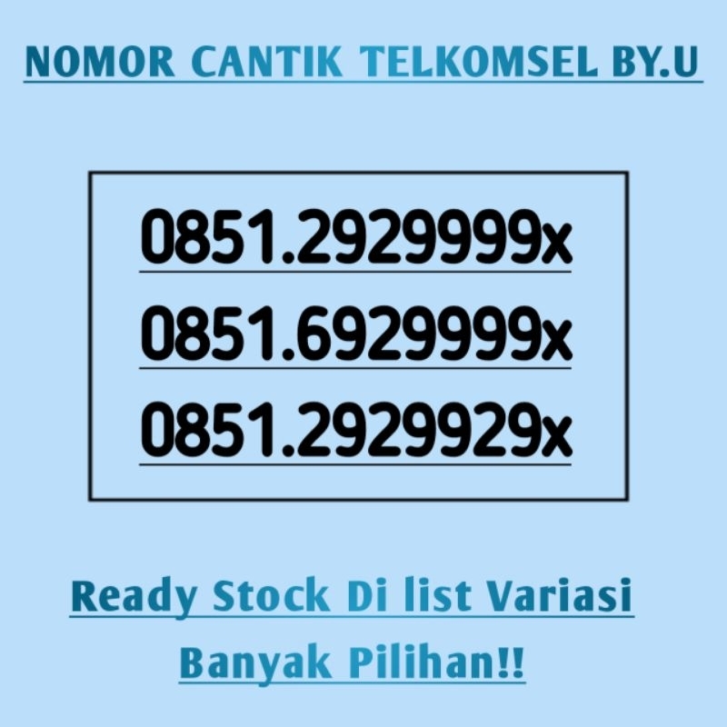 Nomor cantik by u byu by.u telkomsel by.u