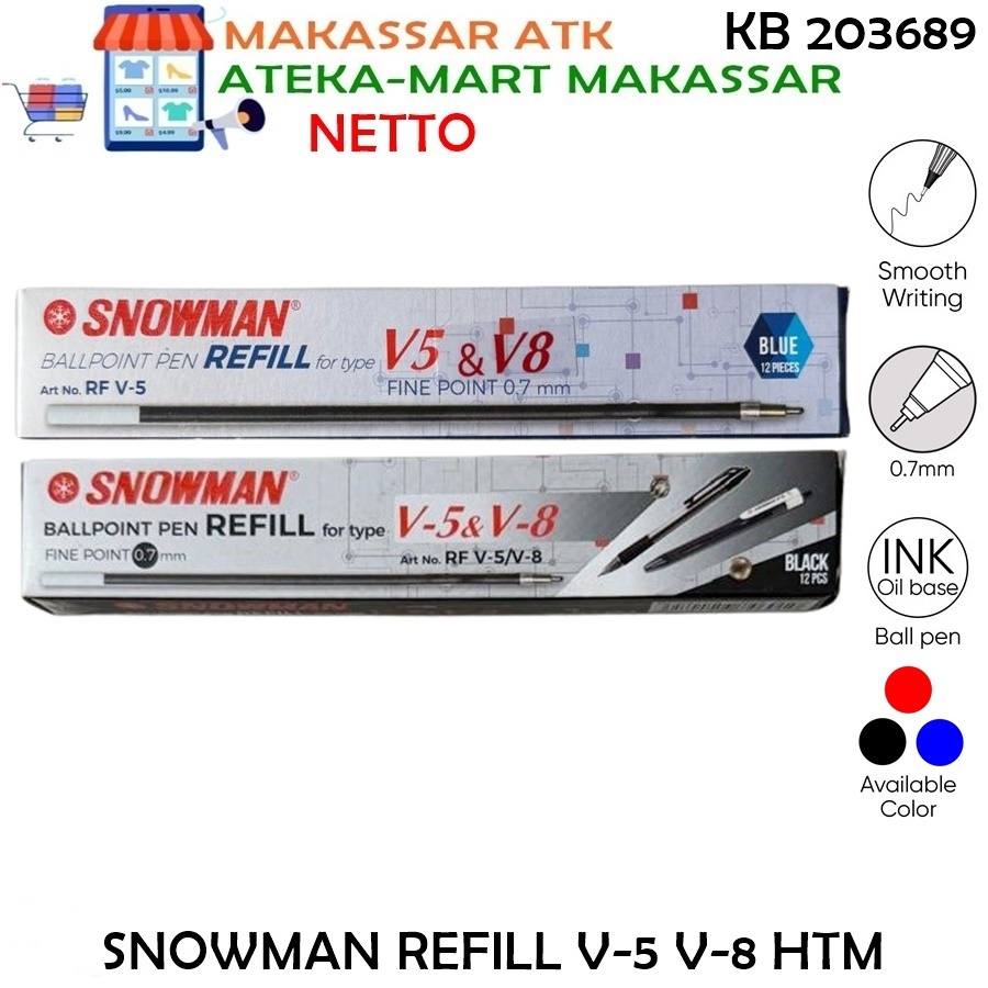 

[1BOX/12PCS] SNOWMAN REFILL V5 V8 ISI BALLPEN