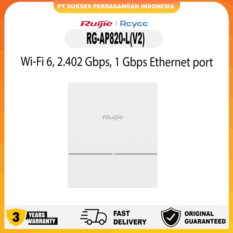 Reyee Ruijie RG-AP820-L(V2), Wi-Fi 6 Dual-Radio 2.4 Gbps Indoor Access Point