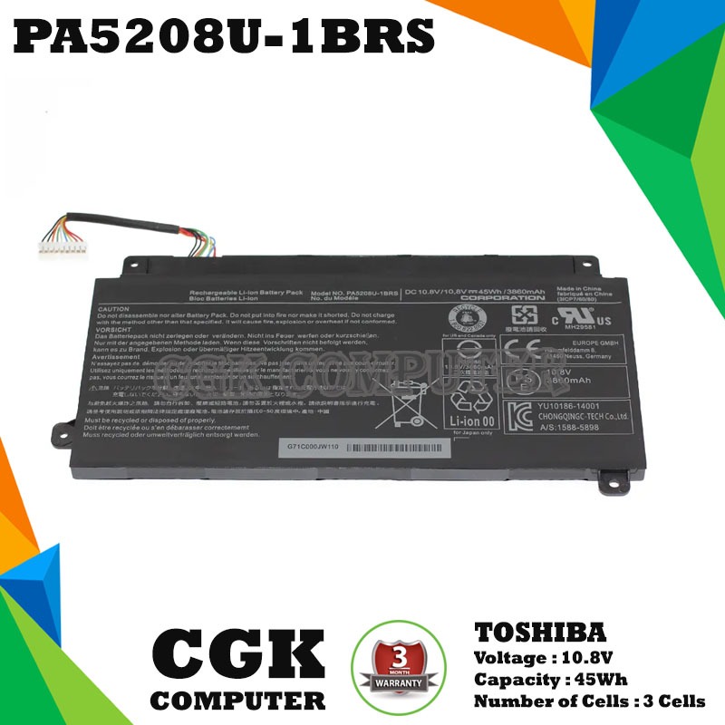 Baterai Laptop Toshiba Satellite E45W E45W-C P55W L55W-C PA5208U-1BRS