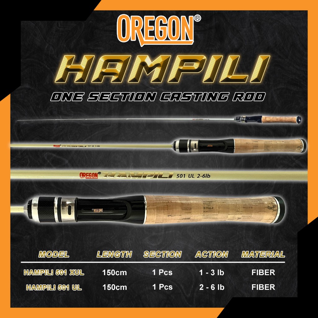 Joran Pancing Micro Casting Oregon Hampili 501 XUL Fiber 150 cm lentur Ringan Harian Kolaman Galatam