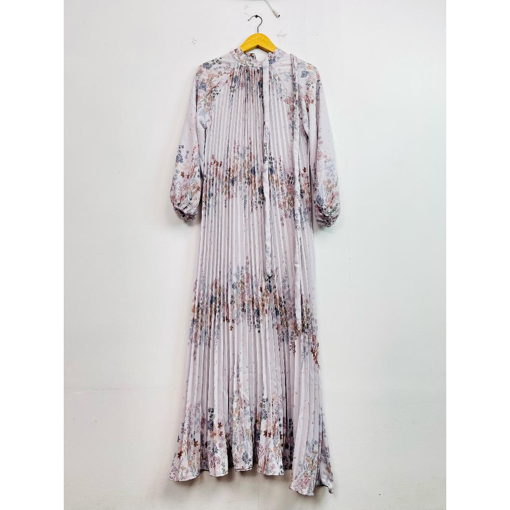 Gamis Plisket Bunga Kekinian