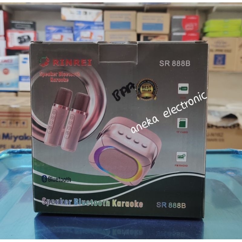 Rinrei Speaker bluetooth Karaoke SR-888B Mic Double