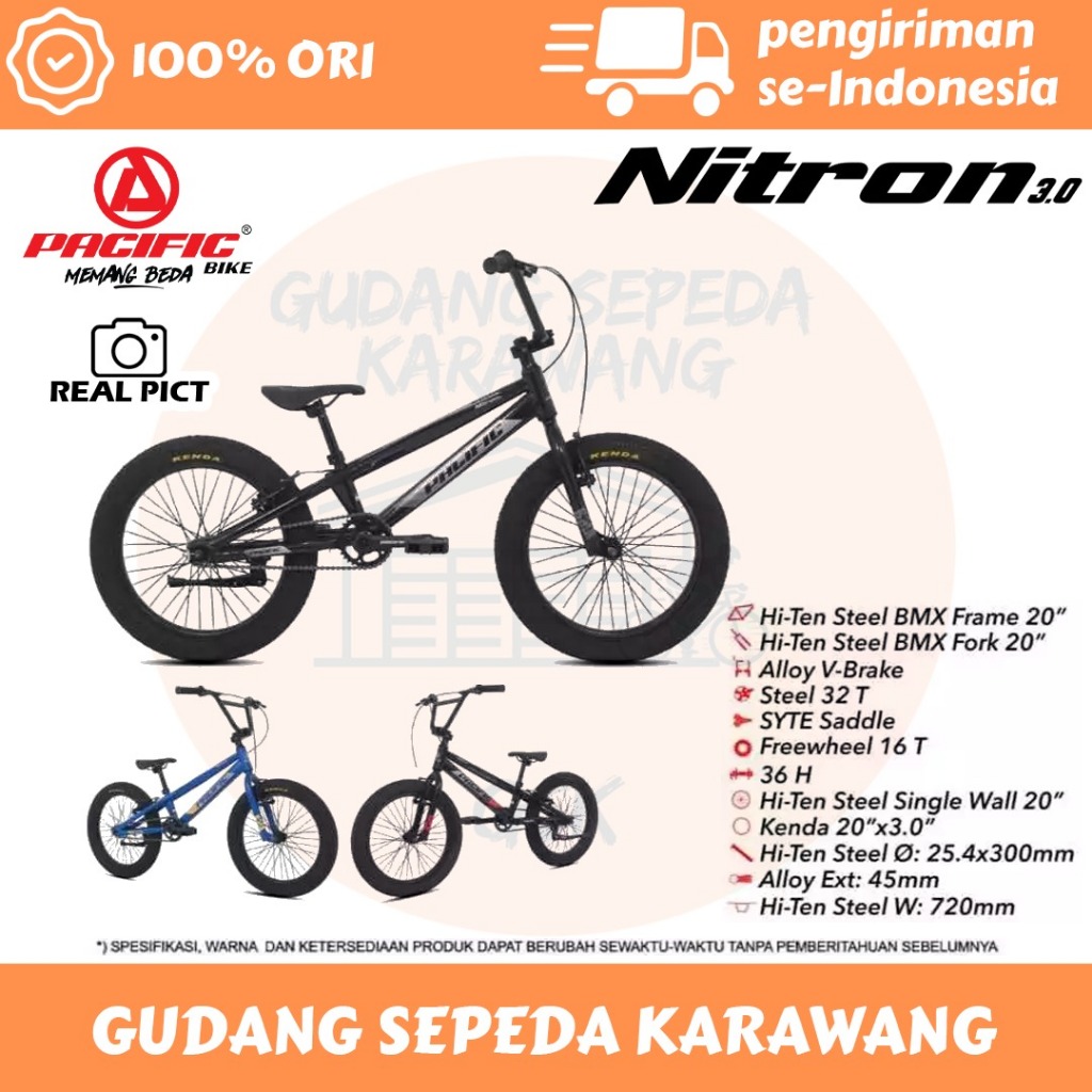 SEPEDA ANAK LAKI LAKI BMX PACIFIC 20" NITRON 3.0 BIASA DAN ROTOR