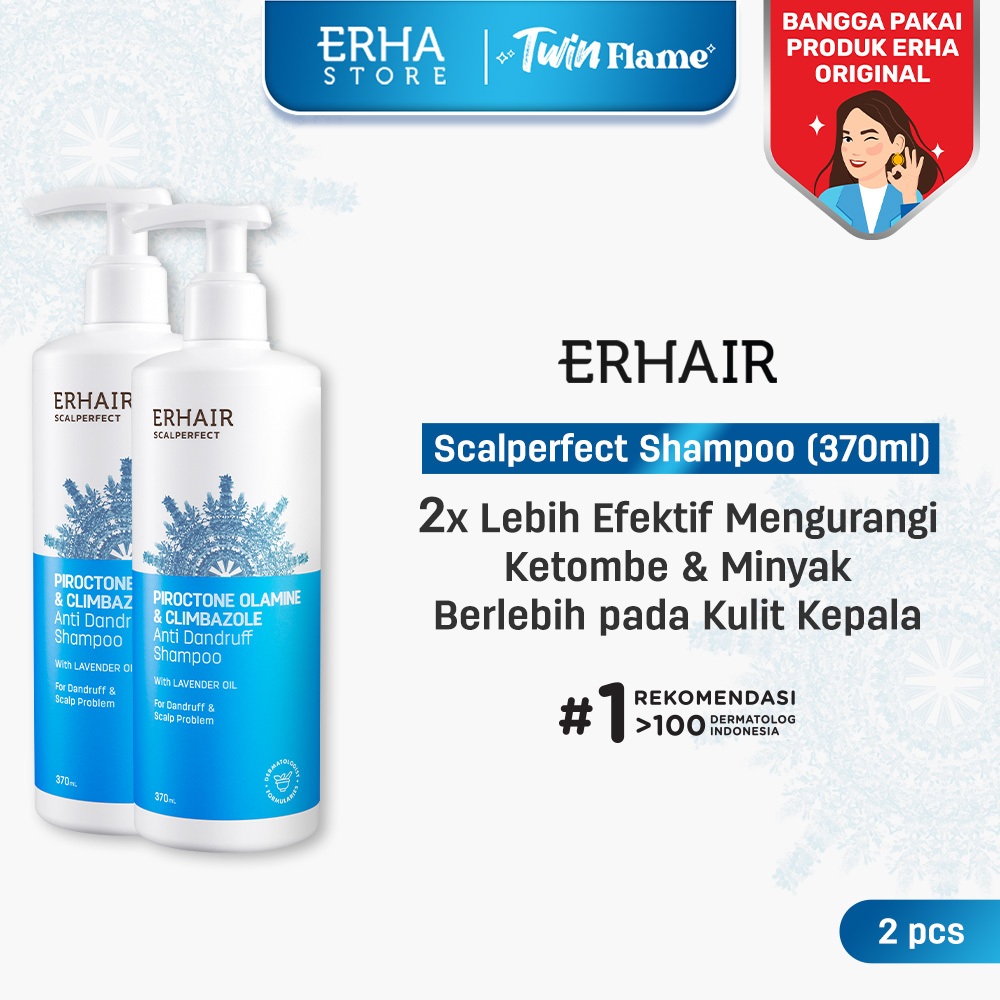 ERHAIR Twin Flame Scalperfect Anti Dandruff Shampoo  370ml - Sampo Anti Ketombe & Seboroik