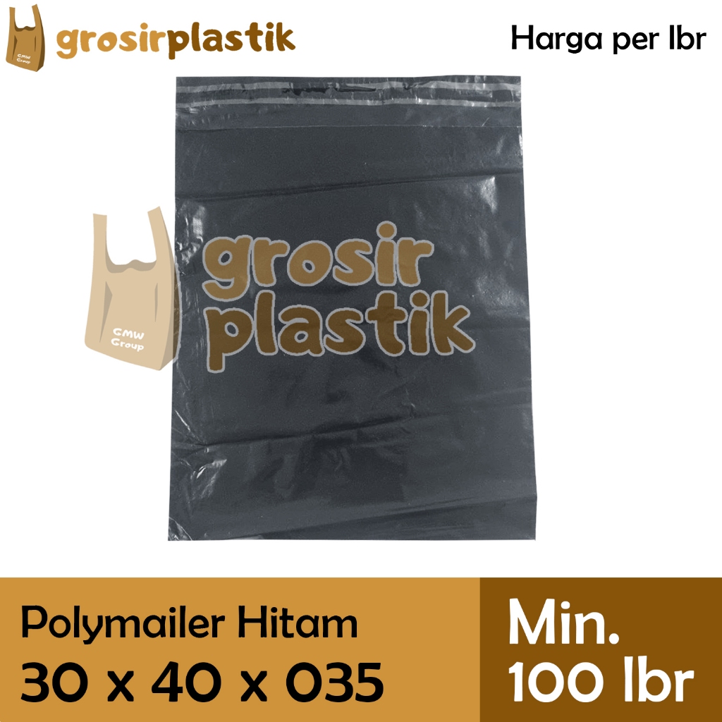 

M137 Kantong Plastik Packing Online Polymailer uk 30x40x035 isi 100 lembar Hitam Doff HDPE - Grosir Kantong Plastik