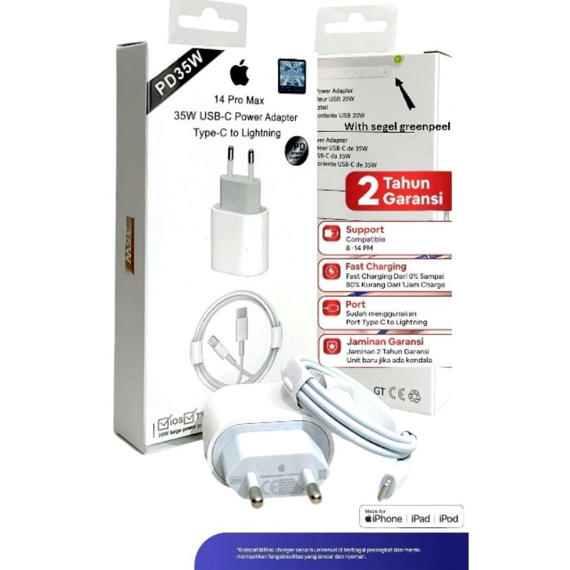 ￼Adapter FullSet Charger Kabel Adapter Adaptor Power Fast Charging 35W 35 Watt for iphone 8 X 11 12 