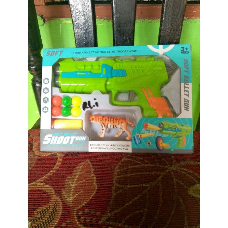 mainan anak pistol -pistolan jadul peluru karet