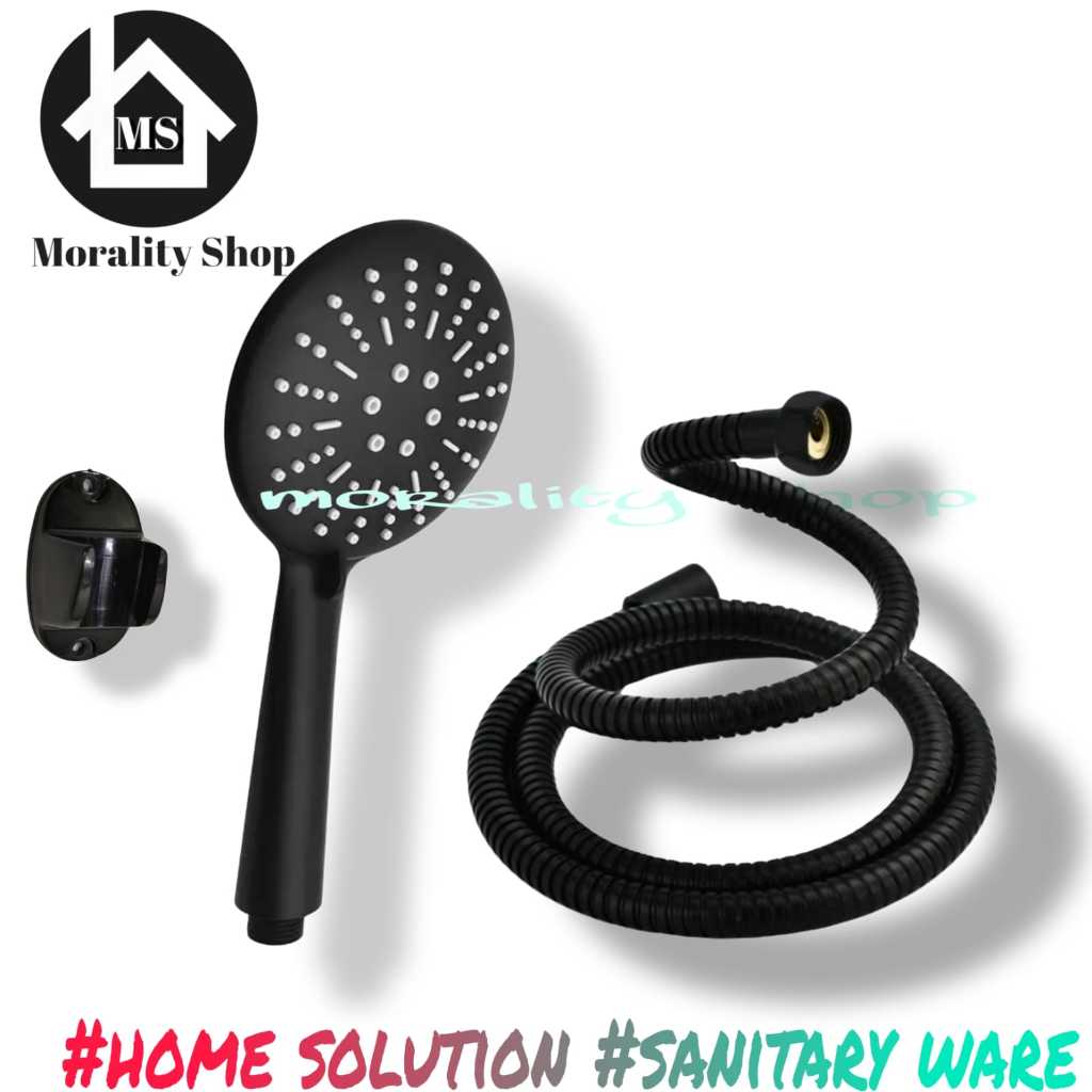 hand shower mandi set plastik hitam minimalis 339 / kepala shower kamar mandi black