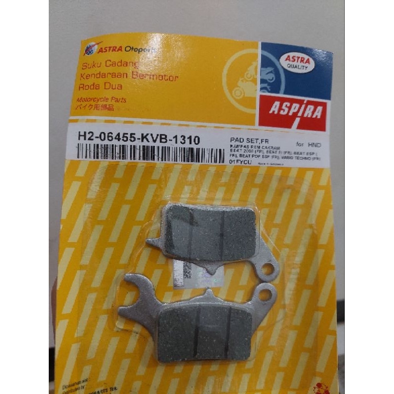 Kampas Rem Depan Cakram Aspira Untuk motor Beat, Vario Original Aspira