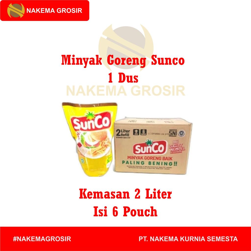 

MINYAK GORENG SUNCO 1 DUS KEMASAN 2 LITER ISI 6 POUCH