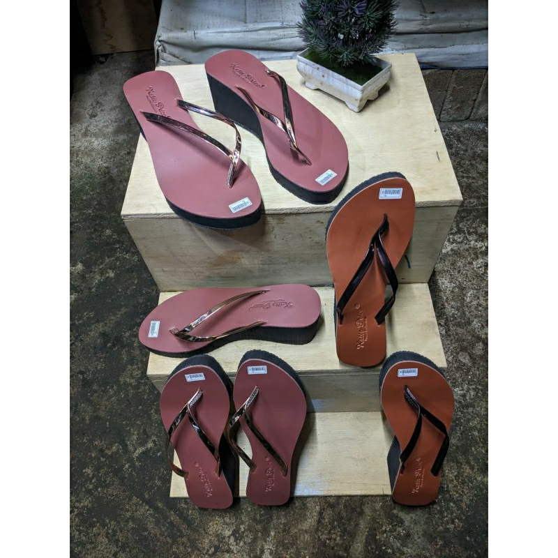 sandal jepit andin wedges wanita hak tinggi