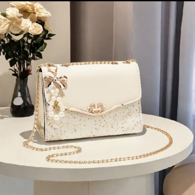 TAS SELEMPANG WANITA KOREA IMPORT PREMIUM GLITTER MEWAH