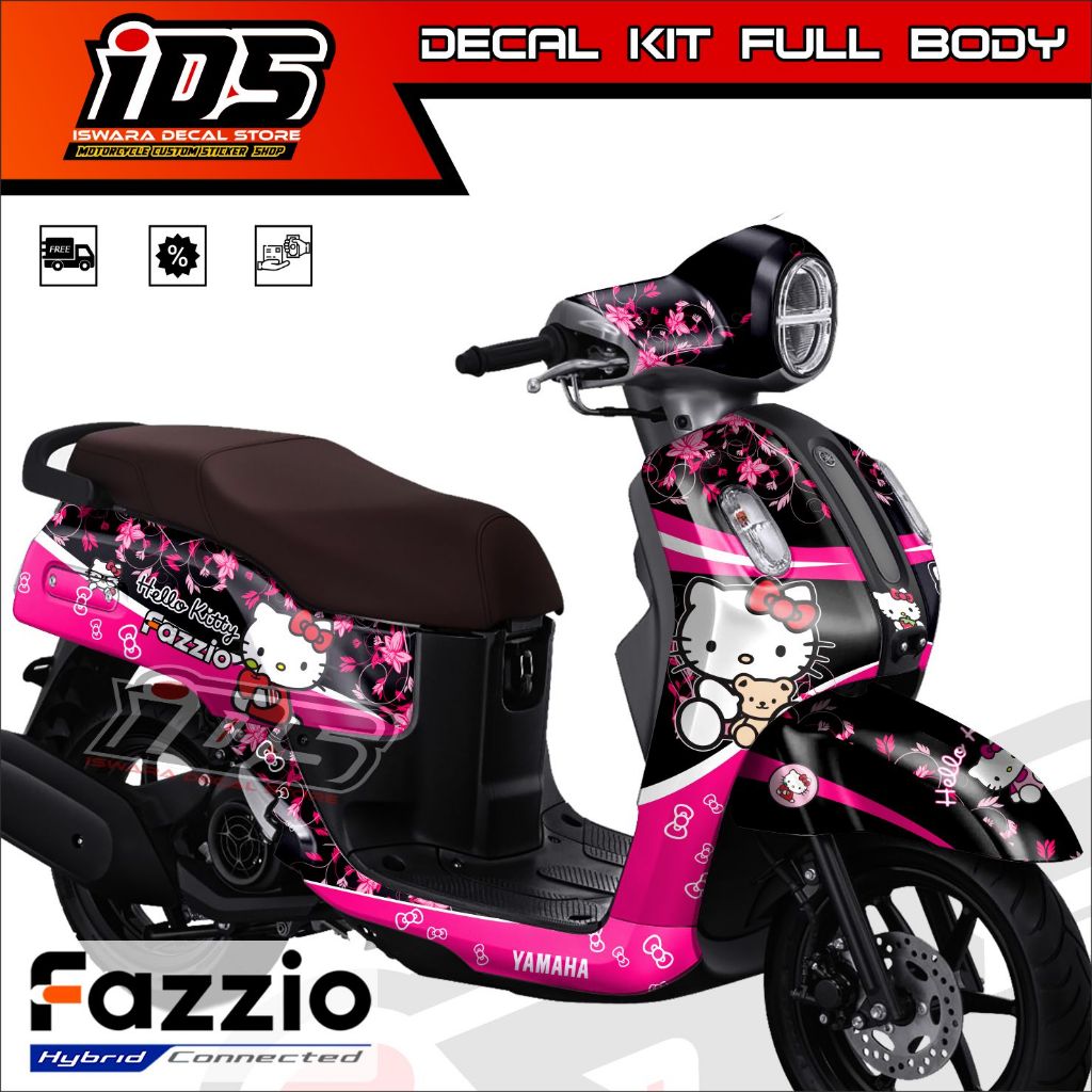 Decal Yamaha Fazzio Stiker Fazzio Dekal Fazzio Striping Fazzio Decal Fazzio Full Body Hello Kitty