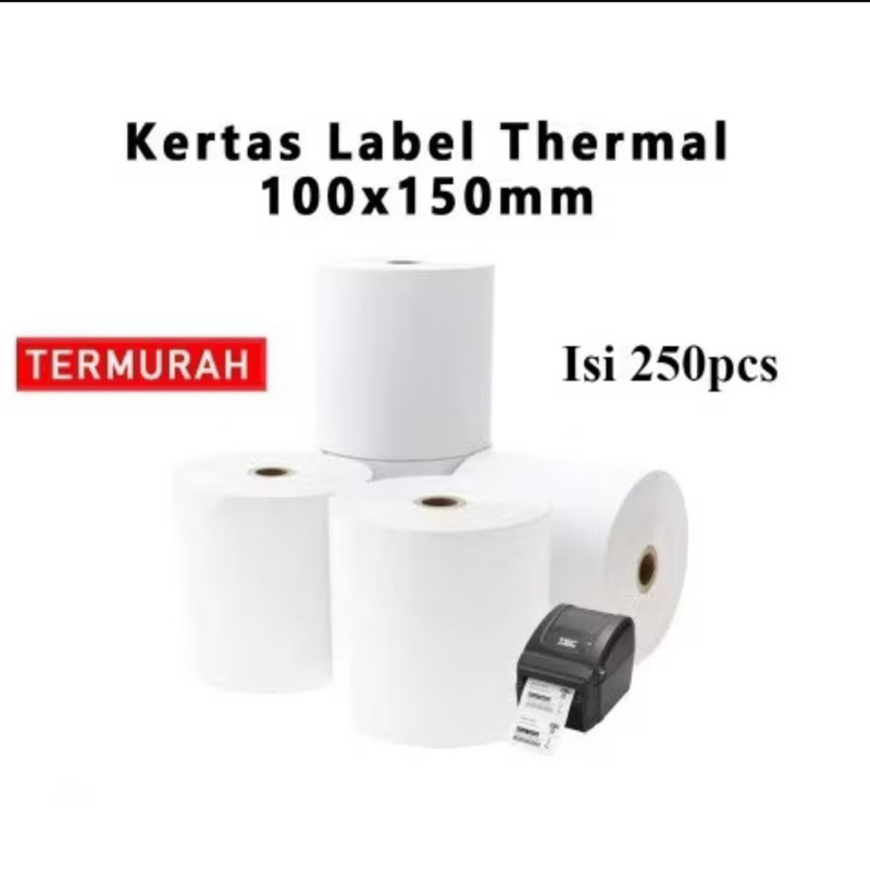 

KERTAS LABEL THERMAL STIKER 100 x 150mm 250 500 lembar