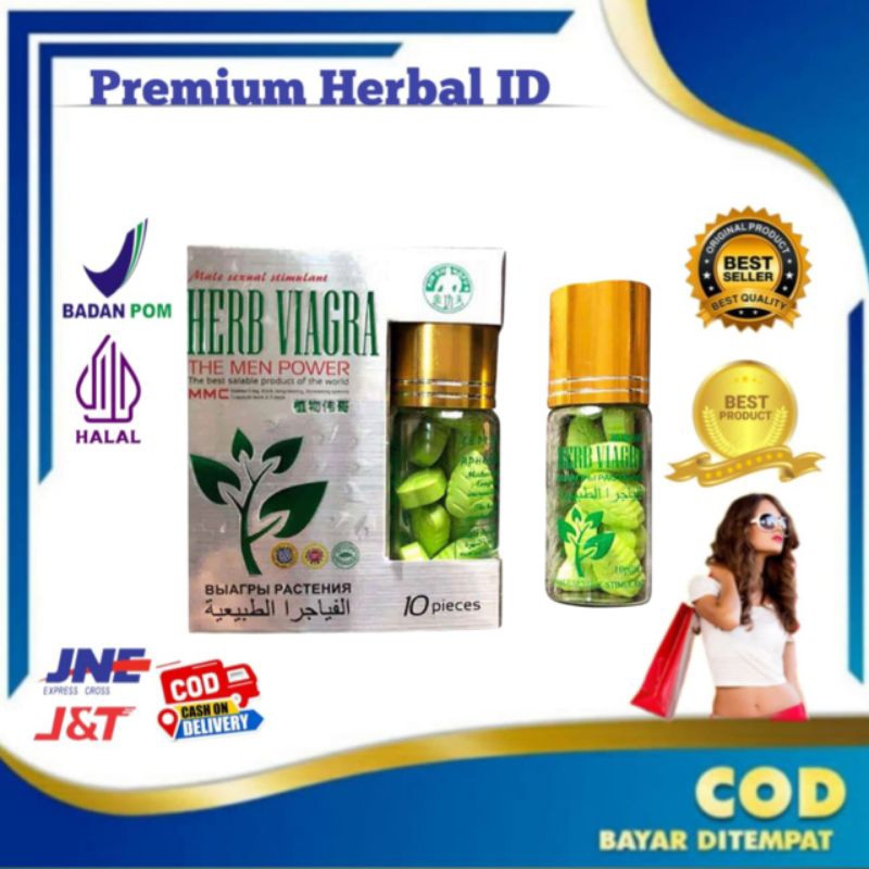 Herb Viagra Hijau 10 Tablet Asli Original Suplemen Pria Terbaik Resmi BPOM Viagra Herb Hijau Origina