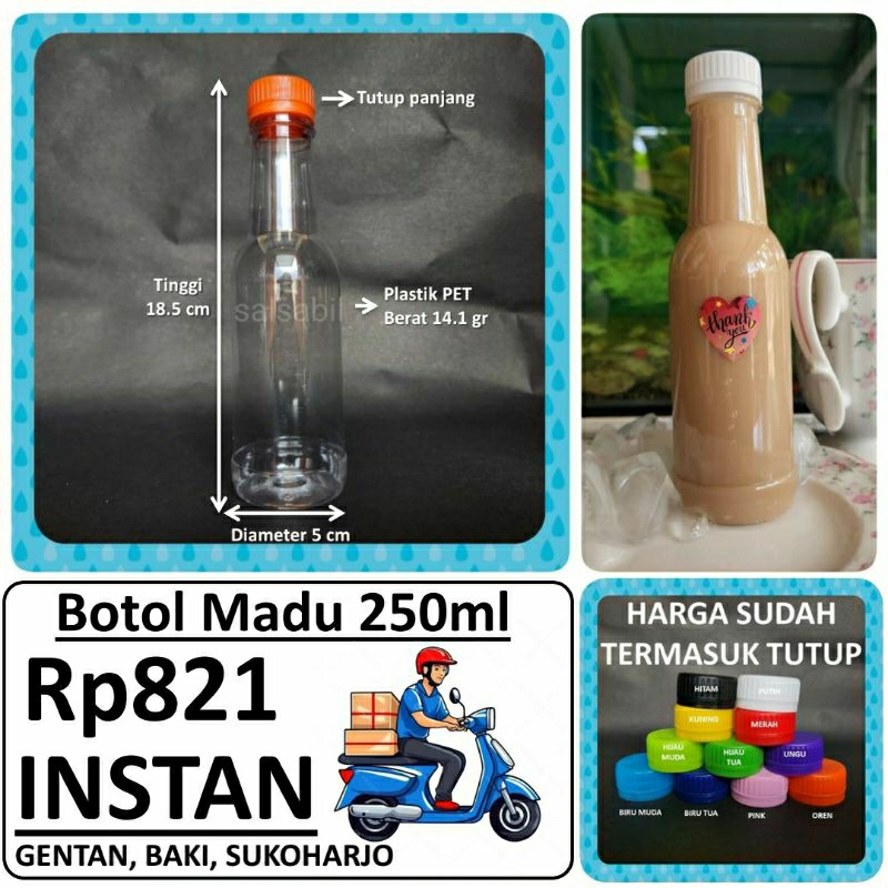 (INSTAN) Botol Madu 250ml / botol plastik 250ml (isi 140 botol)