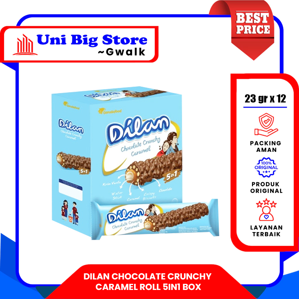 

DILAN WAFER CRUNCHY CHOCO CARAMEL 5IN1 ROLL BOX - (23 gr x 12 pcs)