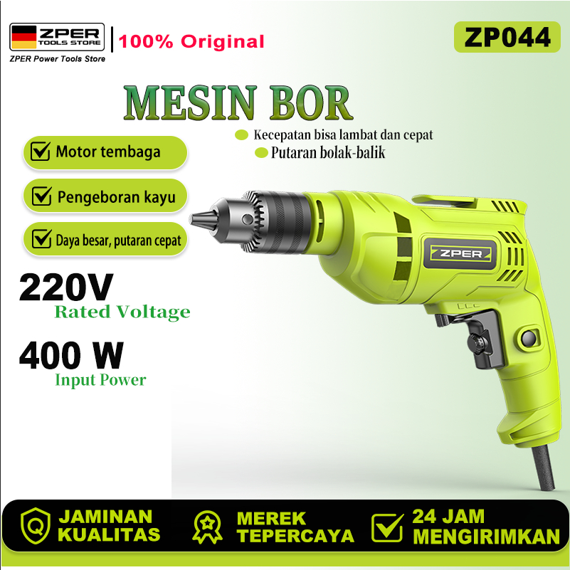 ZPER Mesin Bor 400W Listrik Bolak Bali Hand Electric Drill Berlaku untuk 2-10mm Mata listrik mesin b