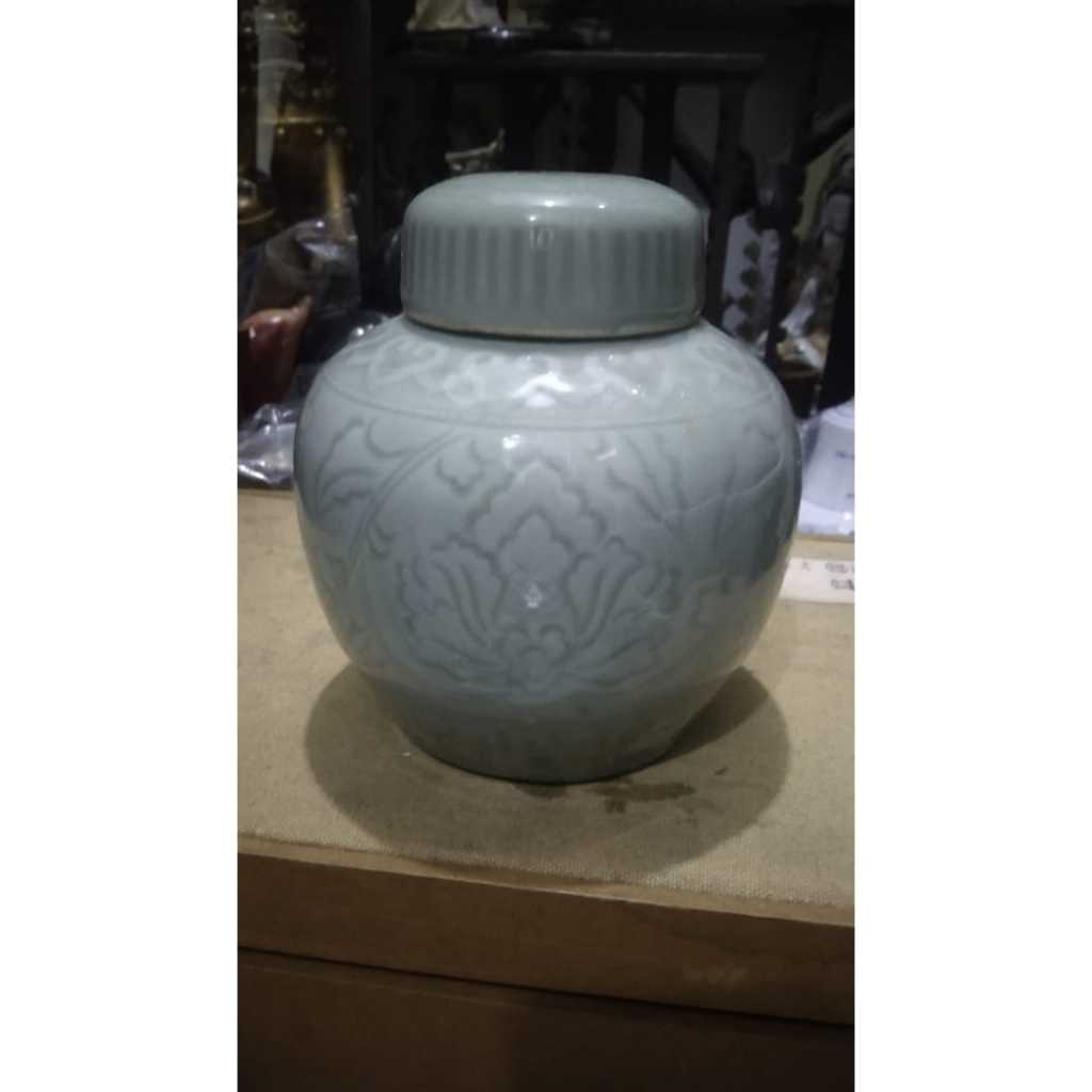 Guci Keramik Celadon Stempel Kuno Jadul Antik