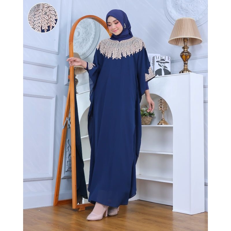 kaftan daun / bordir mewah  super jumbo  bahan ceruty premium kaftan jumbo