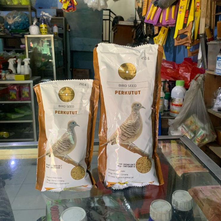 Pakan Burung / Makanan Burung Gold Koin Bird Seed Perkutut Kemasan Pabtik 450Gram 250Gram