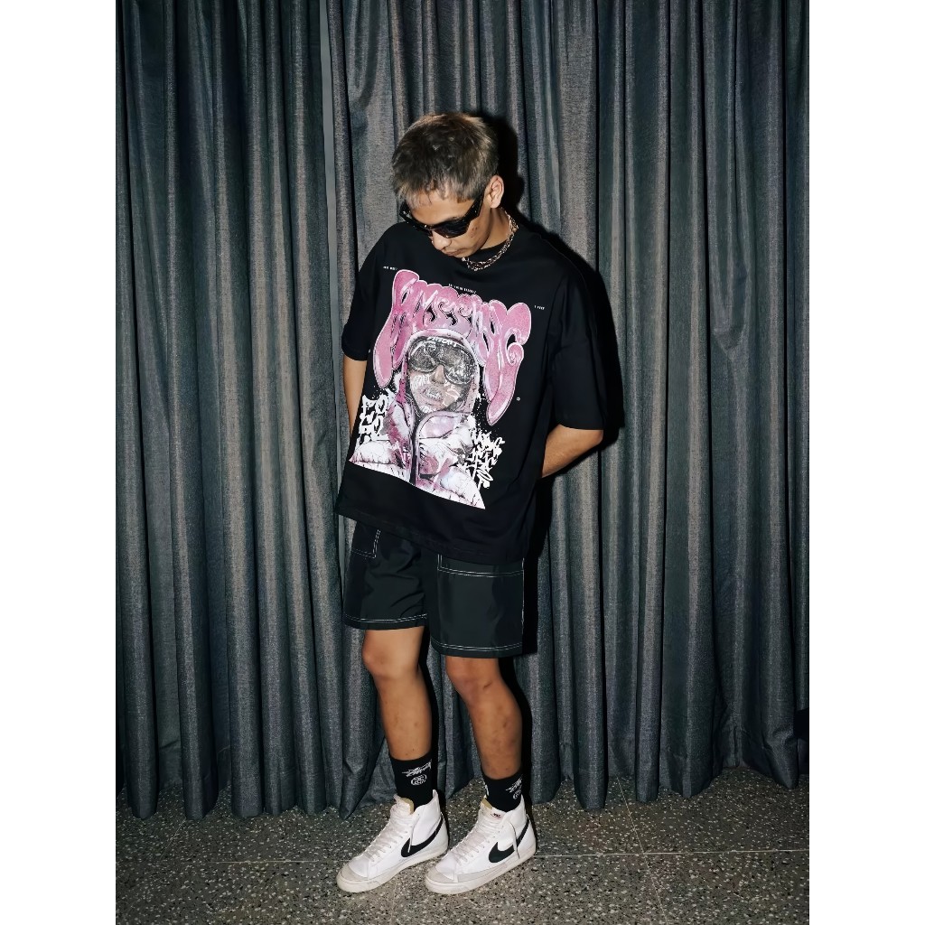 Aubrey Heritage T-Shirt Oversize Boxy Unspecified | Kaos Hitam Combed