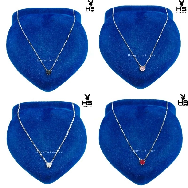 Kalung Perak Asli Silver 925 Lapis Emas Putih Model Kalung Nagita Liontin Batu Solitaire - Kalung Na