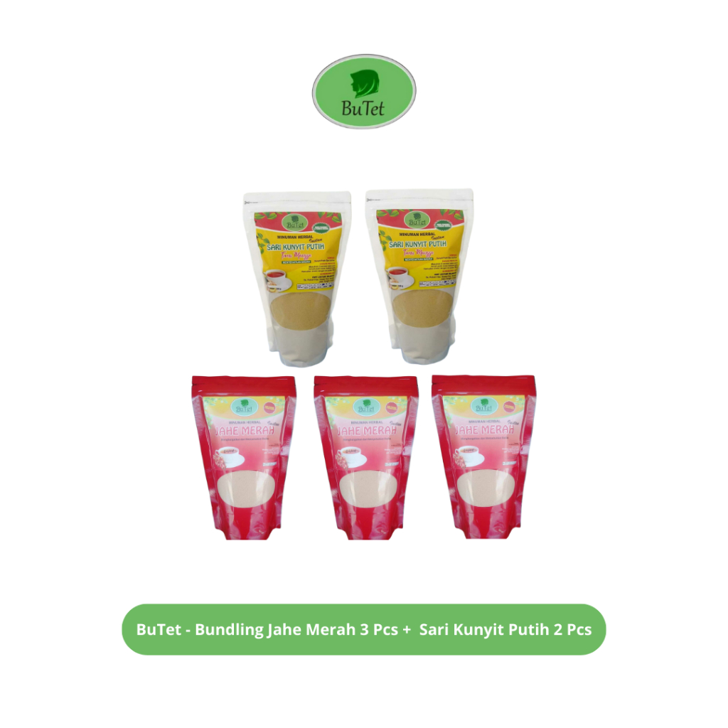 

BuTet - Bundling Jahe Merah 3 Pcs + Sari Kunyit Putih 2 Pcs