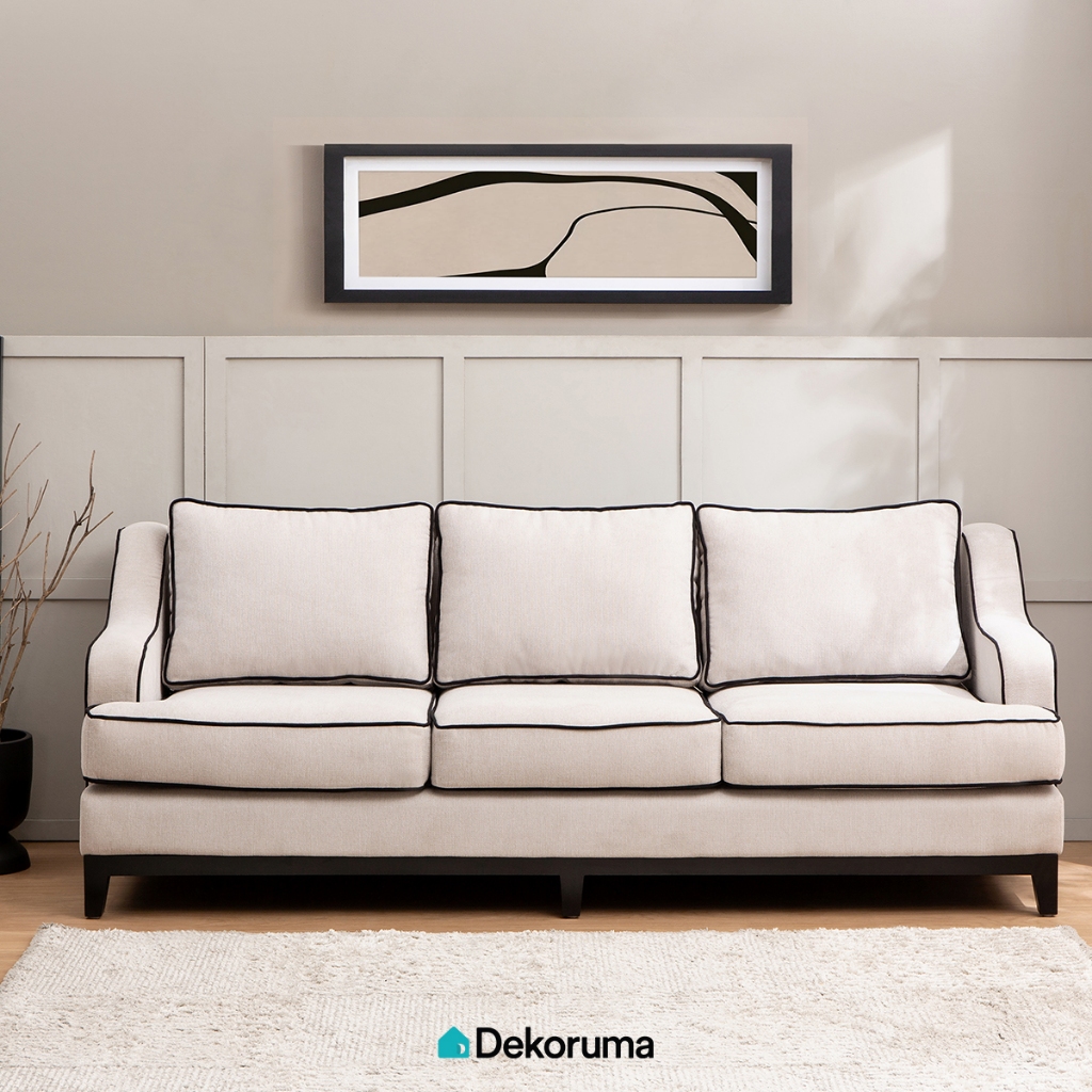 Dekoruma MIURA Sofa Minimalis 3 Dudukan Kain / Sofa Ruang Tamu 3 Seater Kain - Abu-abu Muda