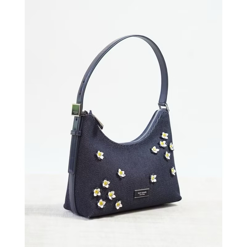 KS sam icon small shoulder bag floral emellish indigo multi 24x8x19 cm