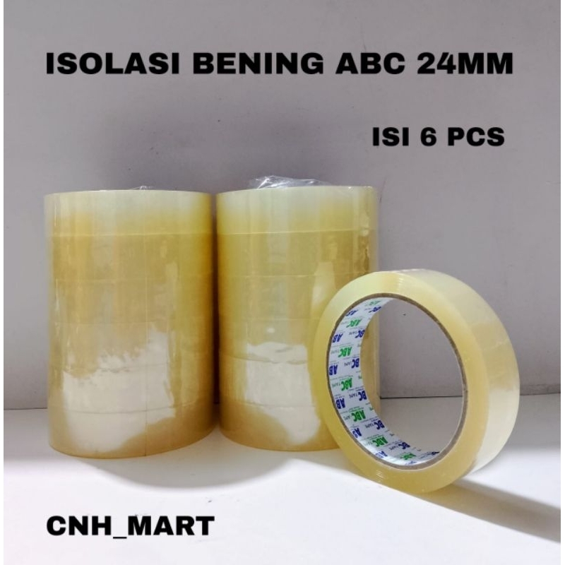 

(6pcs ) isolasi ABC 24 MM x 80 Yard -Selotip ABC 1 inch - Lakban Bening 24MM ABC