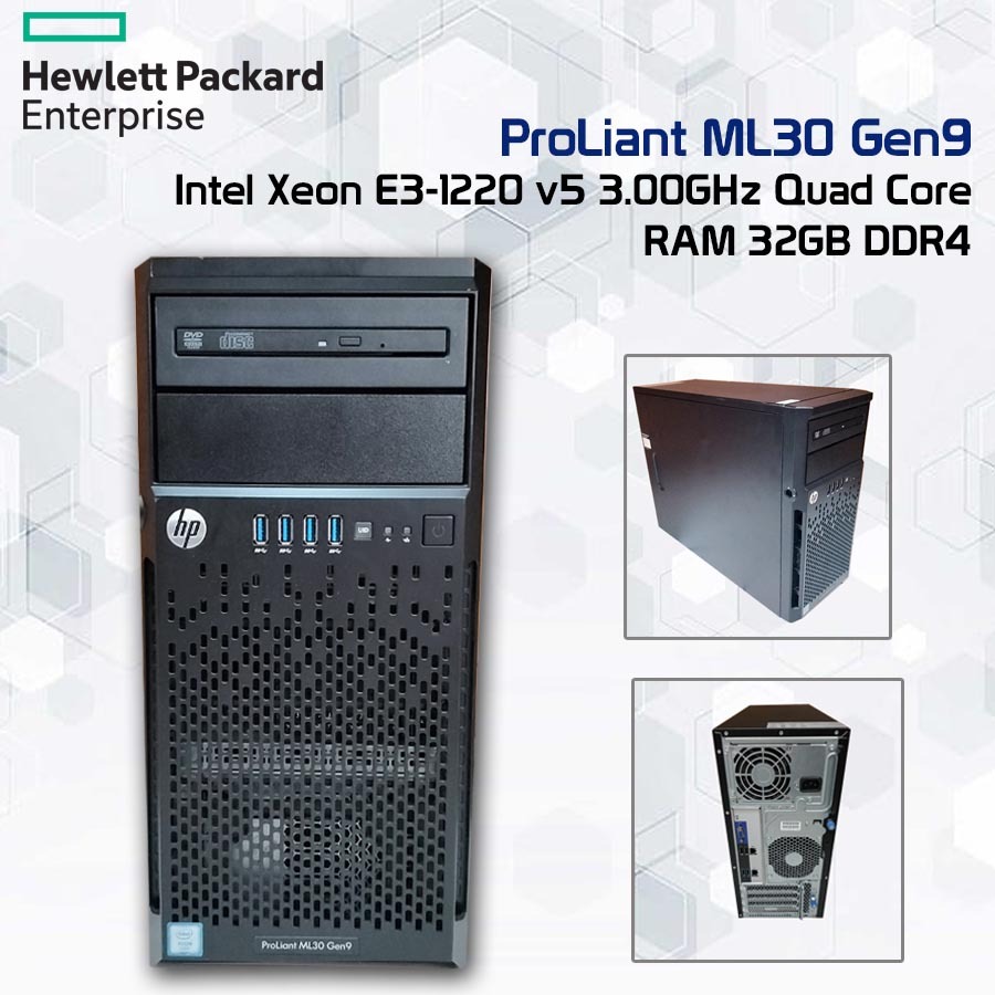 HP ProLiant ML30 Gen9 Enterprise Server Intel Xeon E3-1220 v5 3.00GHz Quad Core RAM 32GB