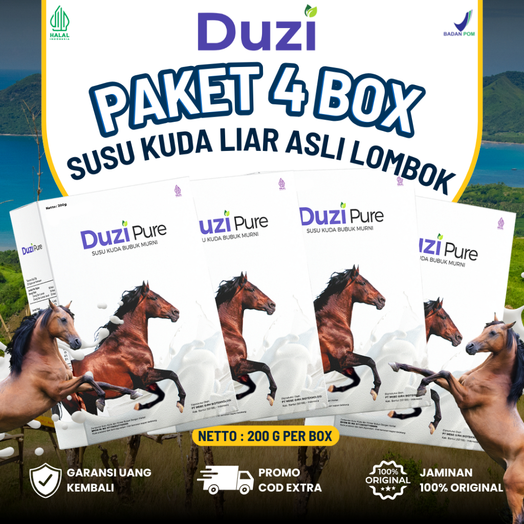 

Duzi Pure Susu Kuda Liar Lombok Alami Atasi Sendi Dan Tulang 4 BOX
