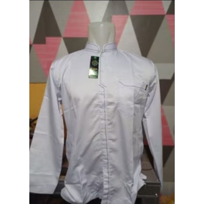 Baju Koko al-wafa lengan panjang bahan emerald,atasan al-wafa,kemco al-wafa,atasan embos