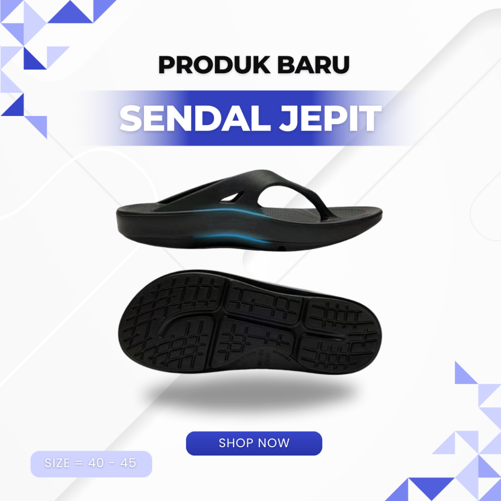 FOOTFU SENDAL JEPIT PRIA JADUL HITAM EMPUK NYAMAN