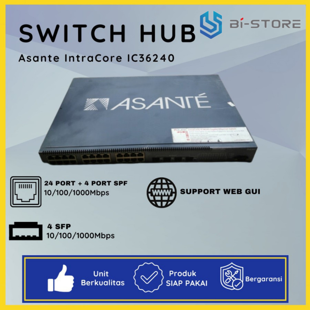 Switch Hub Gigabit 24 Port Asante IntraCore IC36240 Manageable