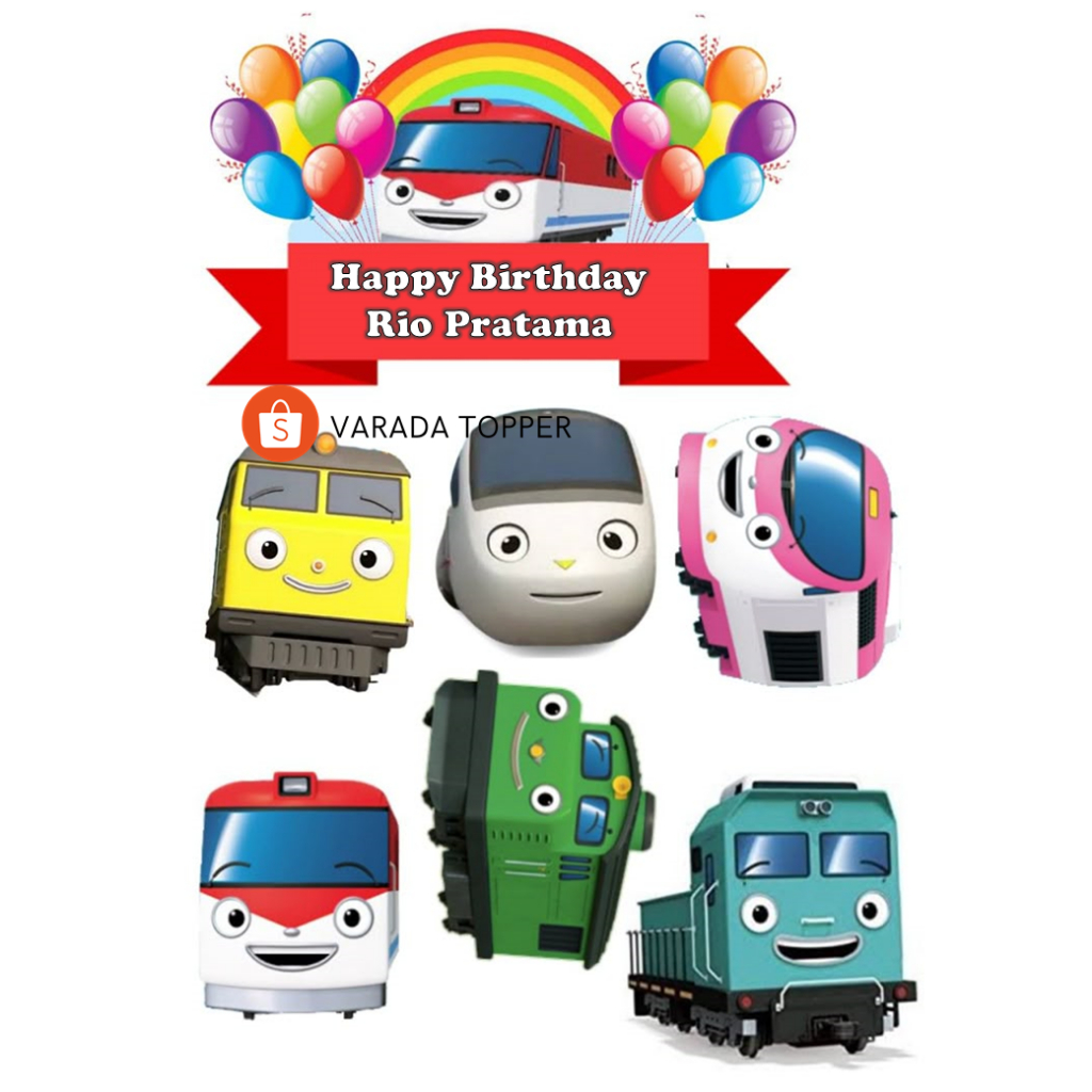 Topper TITIPO TRAIN Free Custom Nama dan Umur | Hiasan Cake Birthday TITIPO TRAIN
