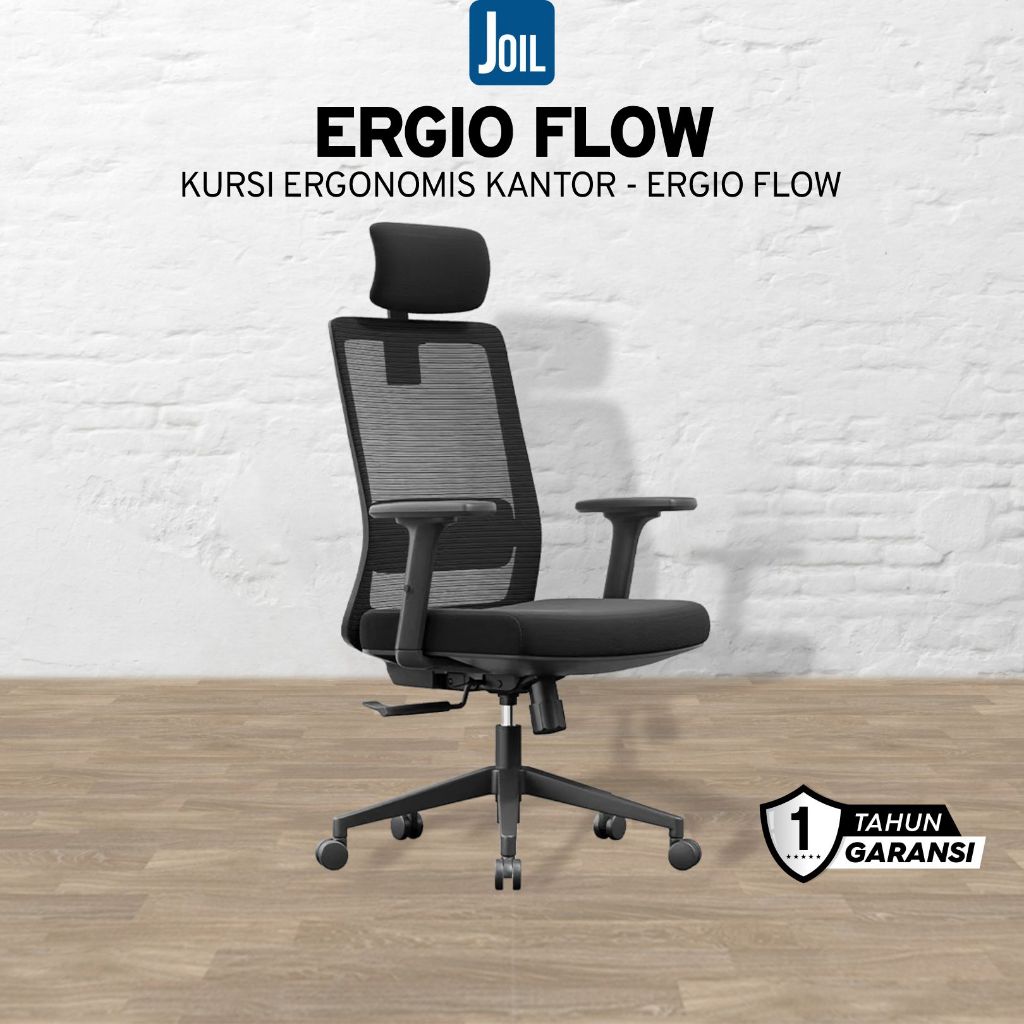 Joil Ergio Flow Kursi Kerja Kantor Nylon Frame Ergonomis Five Star PP Base 3D Armrest - XC3A