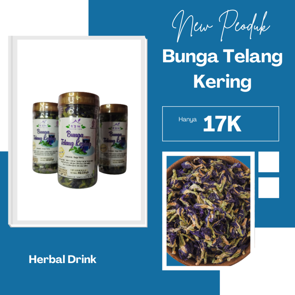 

Bunga Telang Kering Menjaga kesehatan otak Kemasan botol