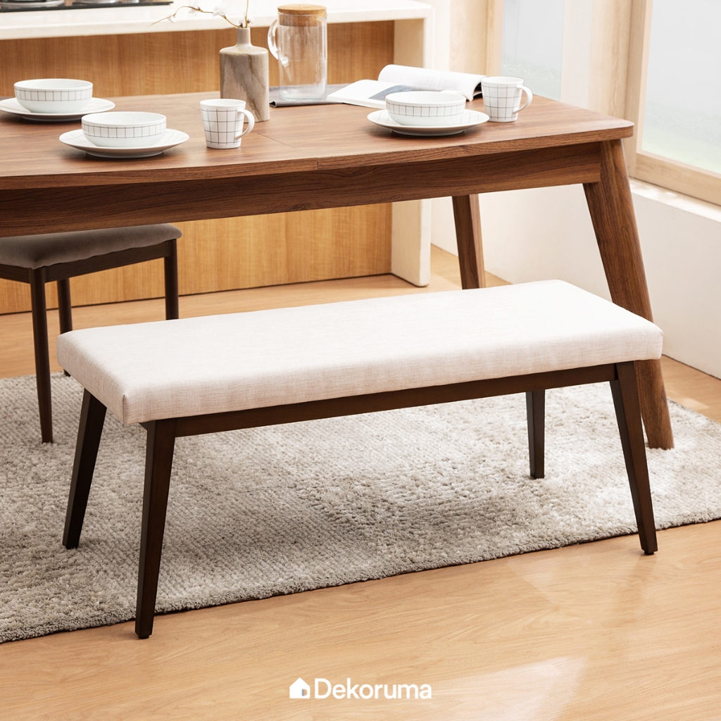 Dekoruma FUJI Bench Walnut Krem / Kursi Makan Panjang