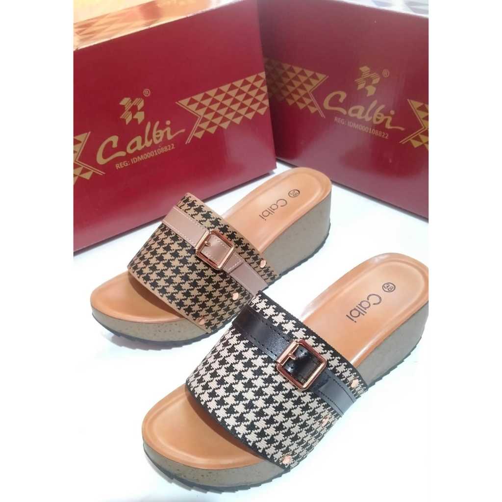 NEW  CALBI ORIGINAL  WEDGES SELOP RAJUT ELEGAN DJ 2906